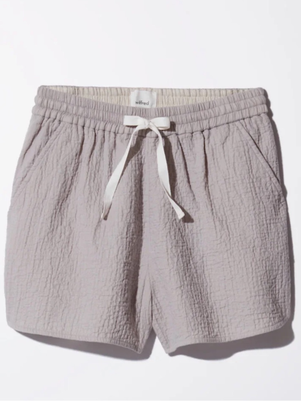 Aritzia Wilfred Light Gray Textured Drawstring Shorts